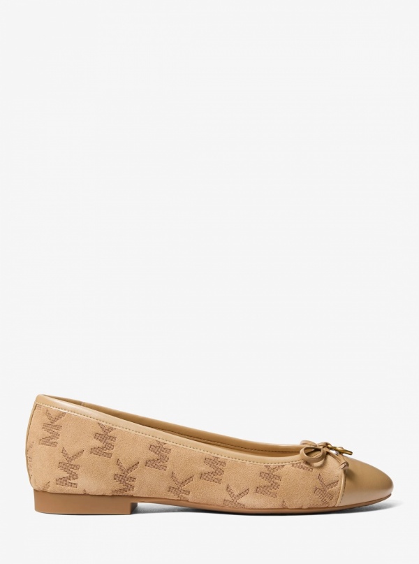 Michael Kors Piper Flex Logo Stitched Suede Ballet Flat