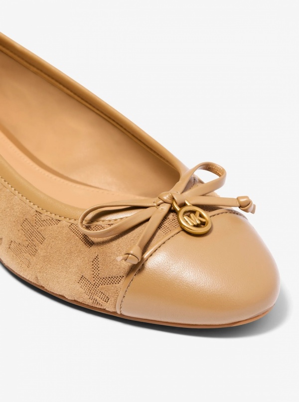 Michael Kors Piper Flex Logo Stitched Suede Ballet Flat