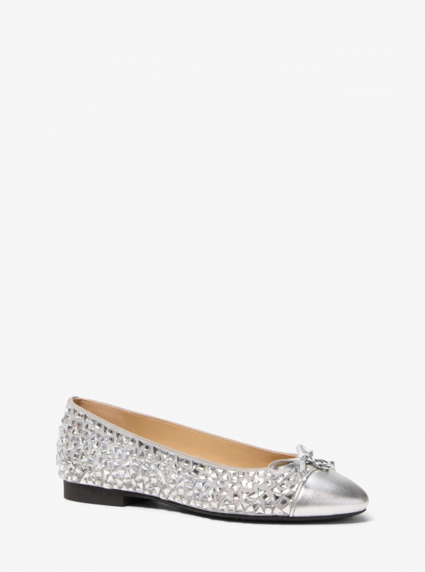 Michael Kors Piper Flex Embellished Metallic Ballet Flat