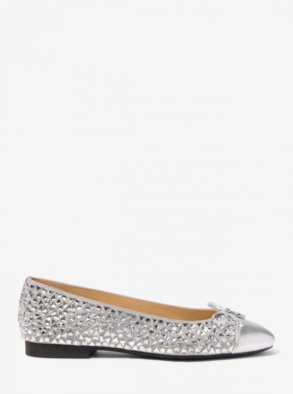 Michael Kors Piper Flex Embellished Metallic Ballet Flat