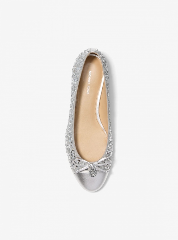 Michael Kors Piper Flex Embellished Metallic Ballet Flat