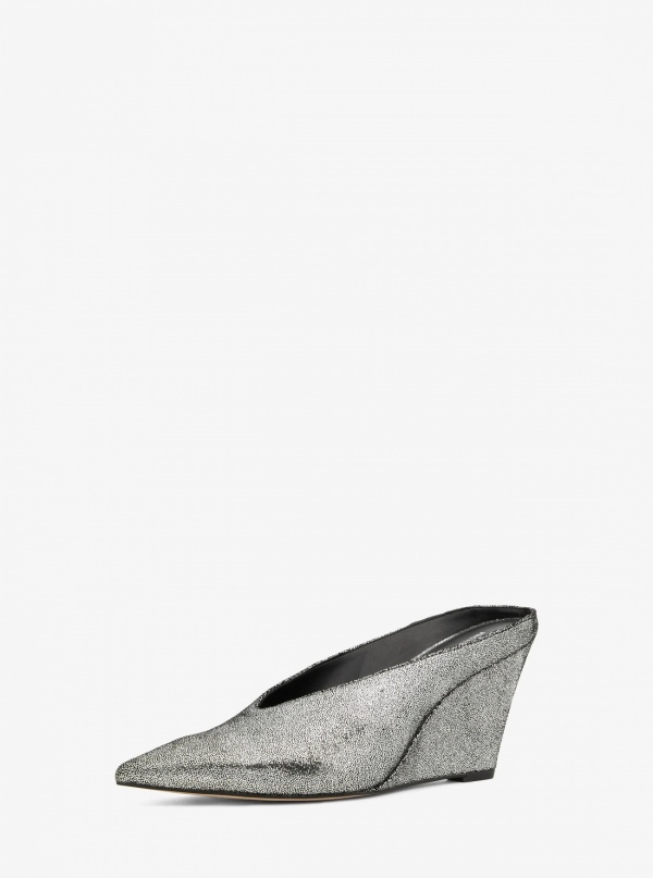 Michael Kors Xandra Metallic Leather Wedge Mule