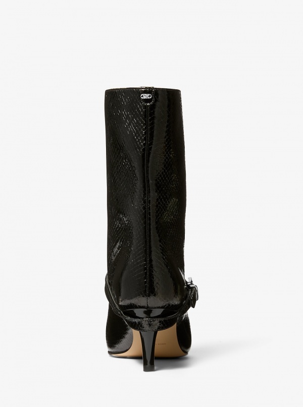 Michael Kors Kasia Snake Embossed Leather Buckle Boot