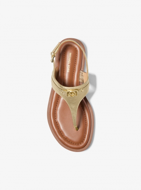 MICHAEL Michael Kors Mandy Metallic Leather T-Strap Sandal