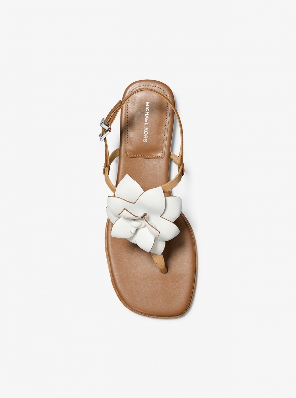 Michael Kors Jacie Floral Embellished Leather T-Strap Sandal