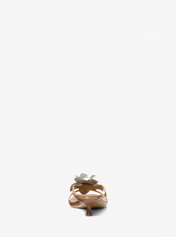 Michael Kors Jacie Floral Embellished Leather Kitten Heel Sandal