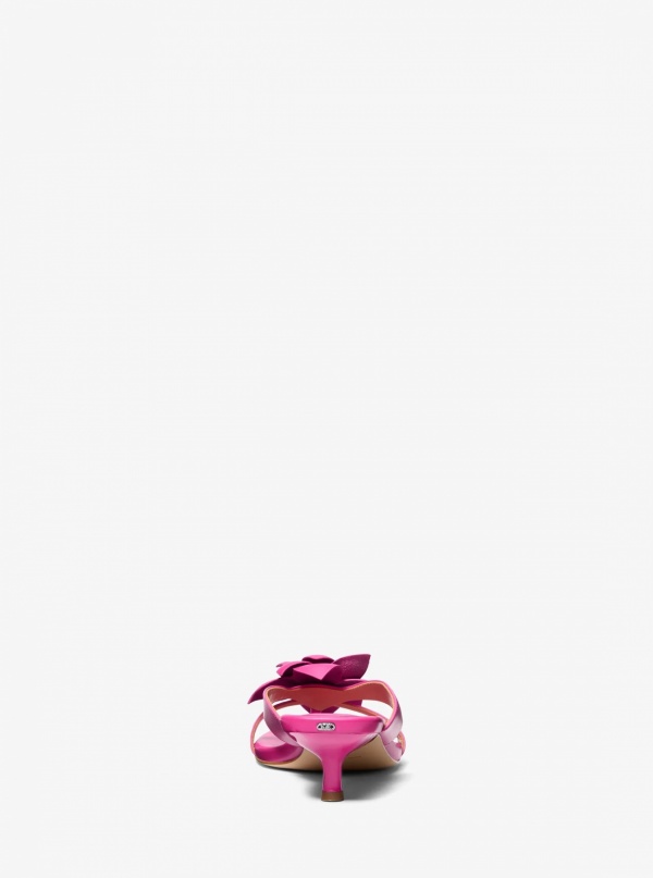 Michael Kors Jacie Floral Embellished Leather Kitten Heel Sandal
