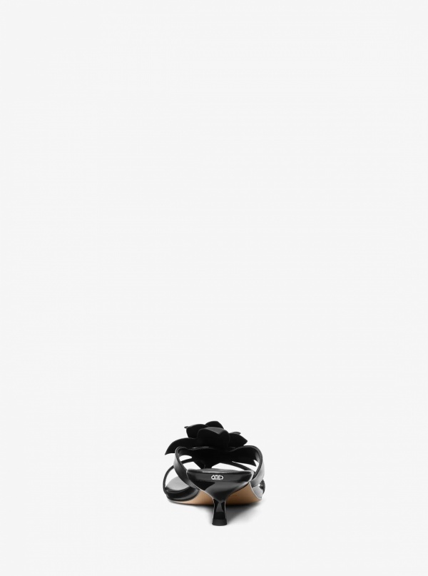 Michael Kors Jacie Floral Embellished Leather Kitten Heel Sandal