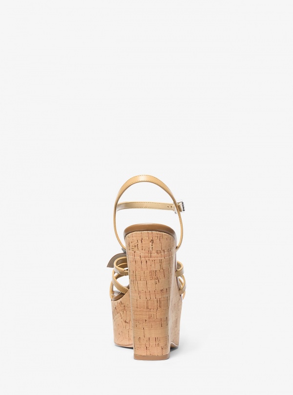 Michael Kors Jacie Floral Embellished Leather Wedge Sandal