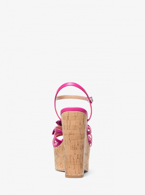 Michael Kors Jacie Floral Embellished Leather Wedge Sandal