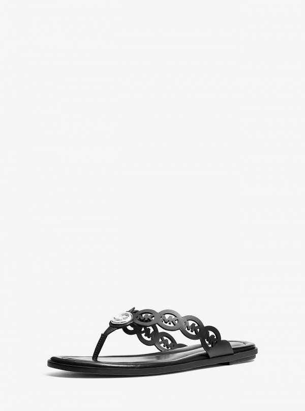 Michael Kors Janie Perforated Logo Leather Sandal