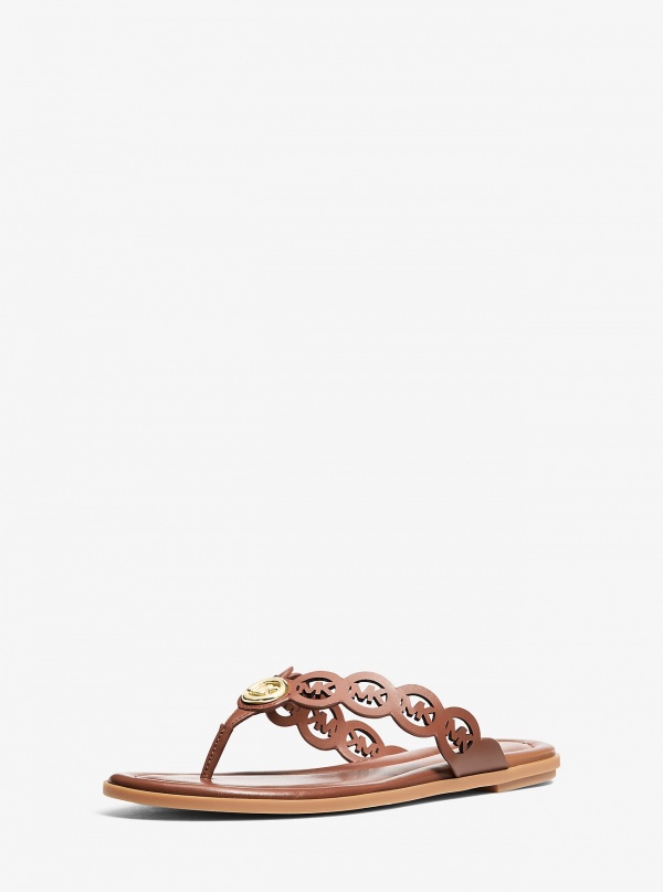 Michael Kors Janie Perforated Logo Leather Sandal