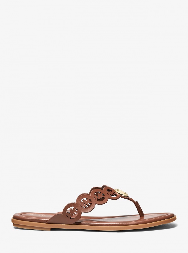Michael Kors Janie Perforated Logo Leather Sandal