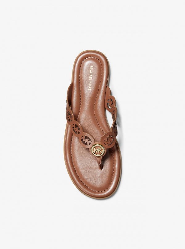 Michael Kors Janie Perforated Logo Leather Sandal