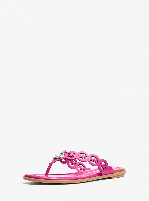 Michael Kors Janie Perforated Logo Leather Sandal