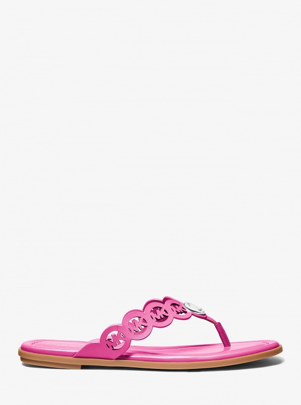Michael Kors Janie Perforated Logo Leather Sandal