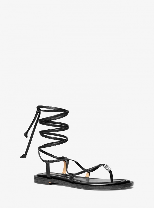 MICHAEL Michael Kors Khloe Embellished Leather Lace-Up Sandal