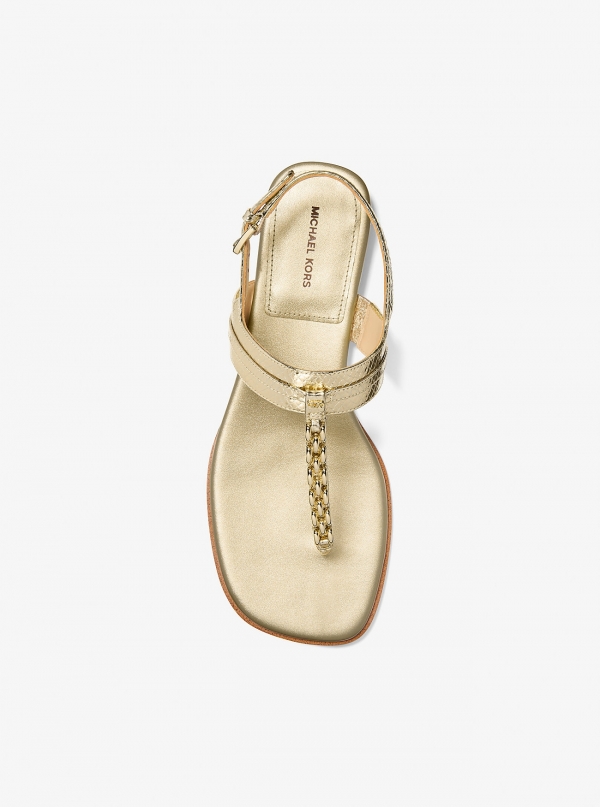 MICHAEL Michael Kors Marcia Embellished Metallic Leather Sandal