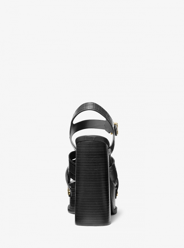 MICHAEL Michael Kors Nora Crocodile Embossed Leather Platform Sandal