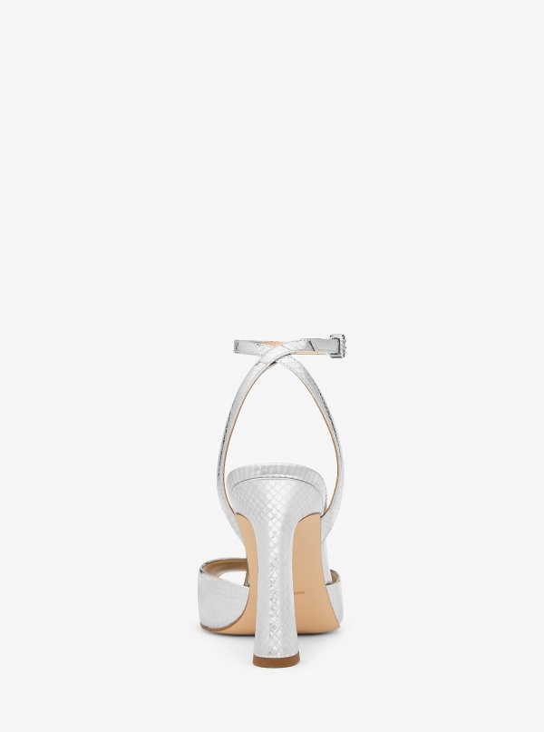 MICHAEL Michael Kors Rosie Metallic Snake Embossed Leather Sandal