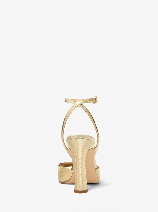 MICHAEL Michael Kors Rosie Metallic Snake Embossed Leather Sandal