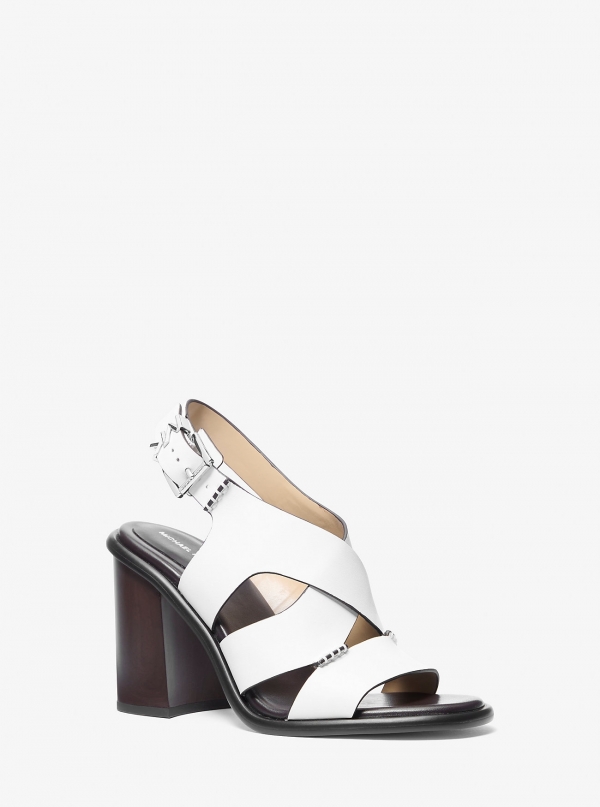 MICHAEL Michael Kors Raven Leather Block Heel Sandal