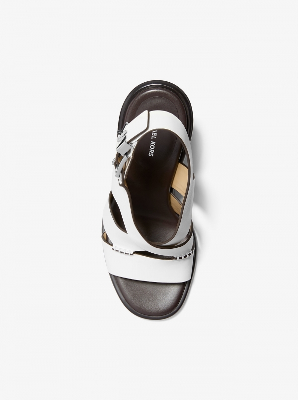 MICHAEL Michael Kors Raven Leather Block Heel Sandal