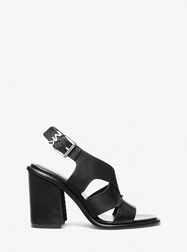 MICHAEL Michael Kors Raven Leather Block Heel Sandal