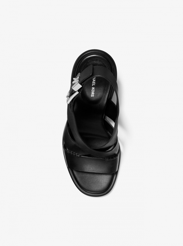 MICHAEL Michael Kors Raven Leather Block Heel Sandal