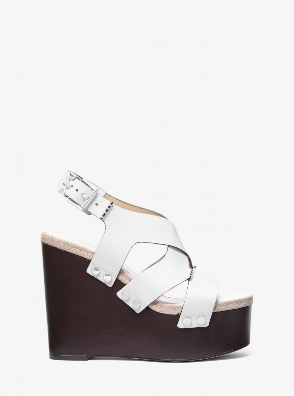 MICHAEL Michael Kors Raven Studded Leather Wedge Sandal