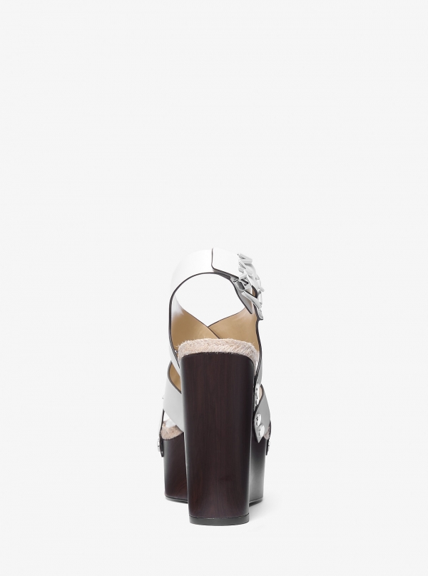 MICHAEL Michael Kors Raven Studded Leather Wedge Sandal