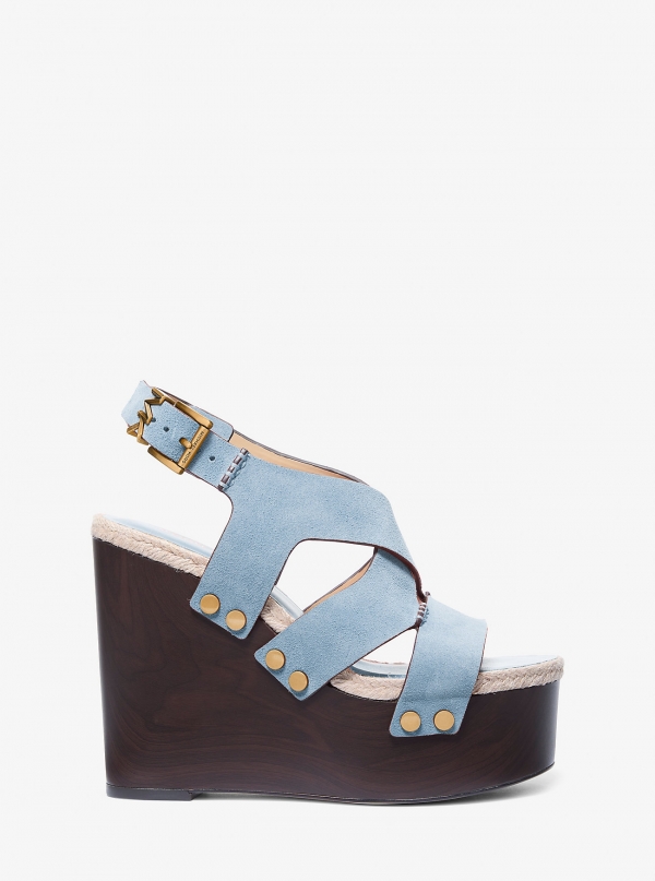 MICHAEL Michael Kors Raven Studded Suede Wedge Sandal