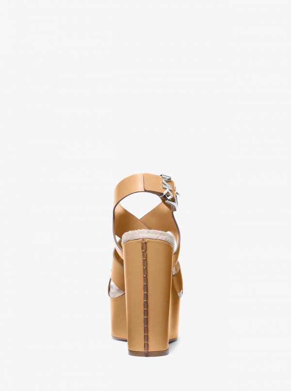 MICHAEL Michael Kors Raven Leather Wedge Sandal