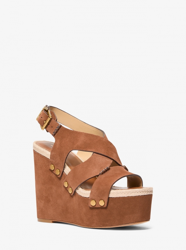 MICHAEL Michael Kors Raven Studded Suede Wedge Sandal