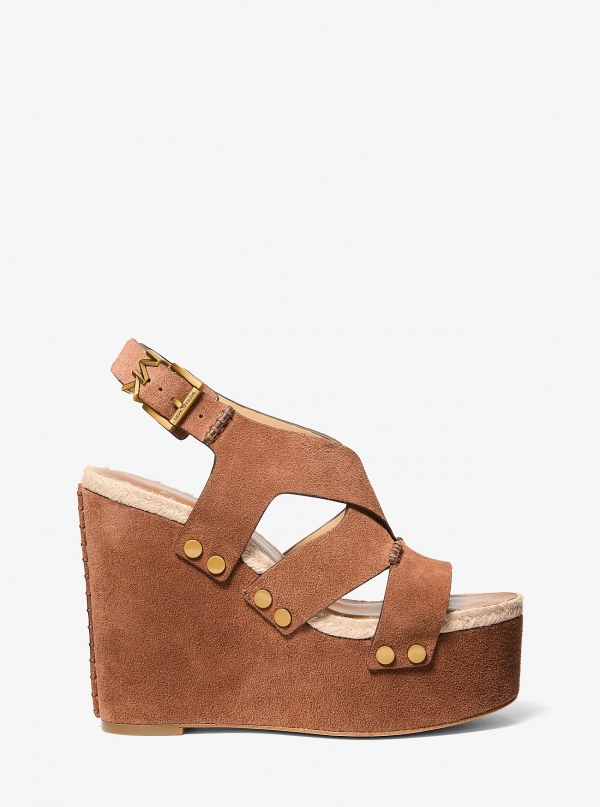 MICHAEL Michael Kors Raven Studded Suede Wedge Sandal