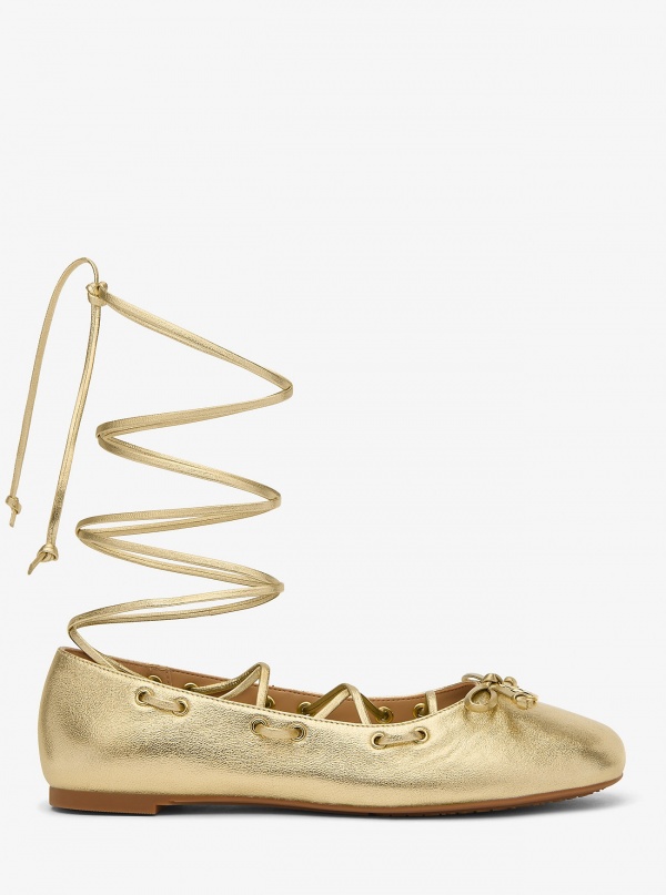 MICHAEL Michael Kors Shae Flex Metallic Leather Ballet Flat