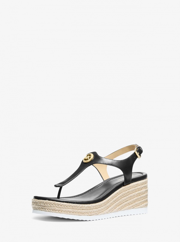 MICHAEL Michael Kors Val Leather Thong Wedge Sandal