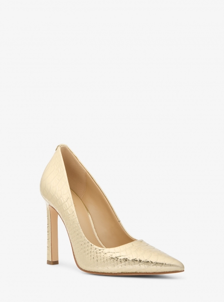 MICHAEL Michael Kors Amara Metallic Snake Embossed Leather Pump