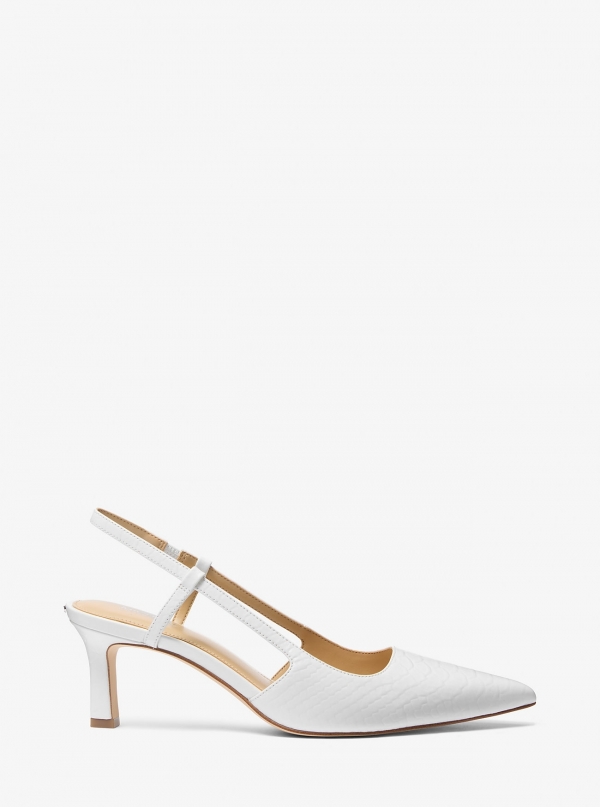 Michael Kors Alora Snake Embossed Leather Slingback Pump