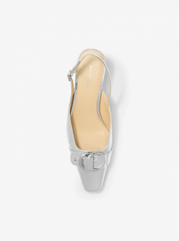 Michael Kors Jaden Metallic Crushed Leather Slingback Pump