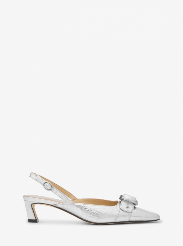MICHAEL Michael Kors Jaden Metallic Crushed Leather Slingback Pump