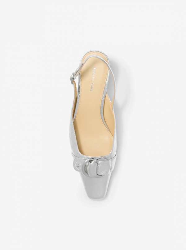 MICHAEL Michael Kors Jaden Metallic Crushed Leather Slingback Pump