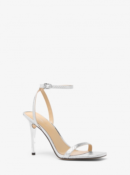 MICHAEL Michael Kors Liana Metallic Snake Embossed Leather Sandal