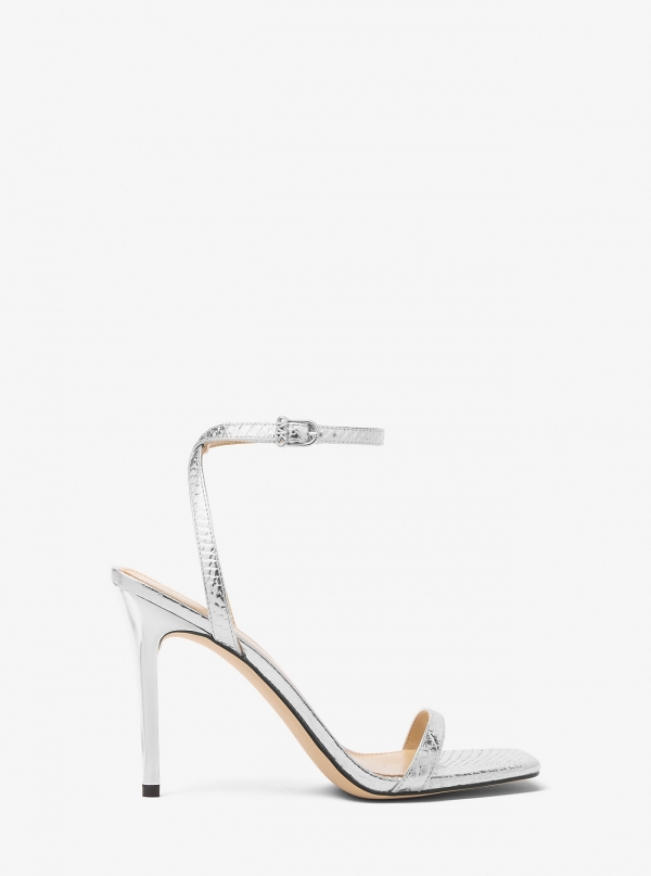 MICHAEL Michael Kors Liana Metallic Snake Embossed Leather Sandal