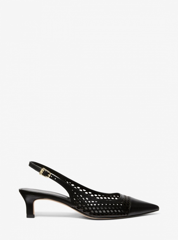 Michael Kors Amara Laser-Cut Leather Slingback Pump