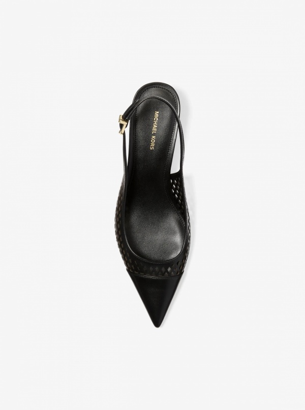 Michael Kors Amara Laser-Cut Leather Slingback Pump
