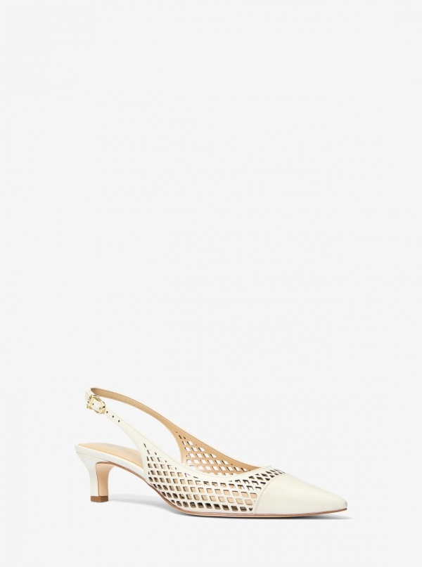 Michael Kors Amara Laser-Cut Leather Slingback Pump