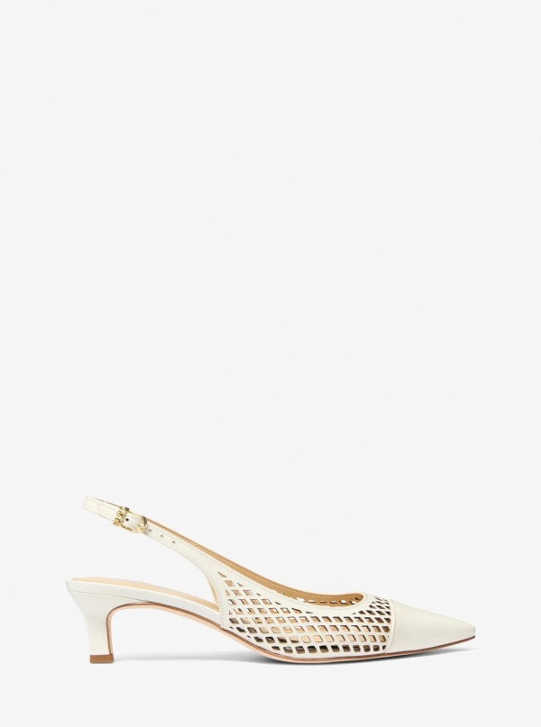 Michael Kors Amara Laser-Cut Leather Slingback Pump