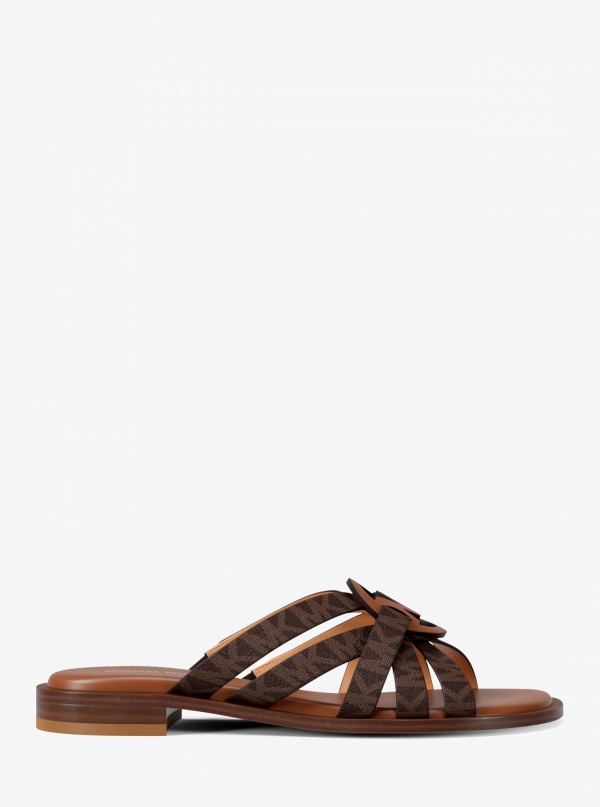 Michael Kors Erika Signature Logo and Leather Sandal