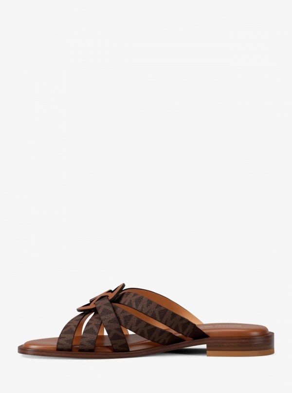 Michael Kors Erika Signature Logo and Leather Sandal